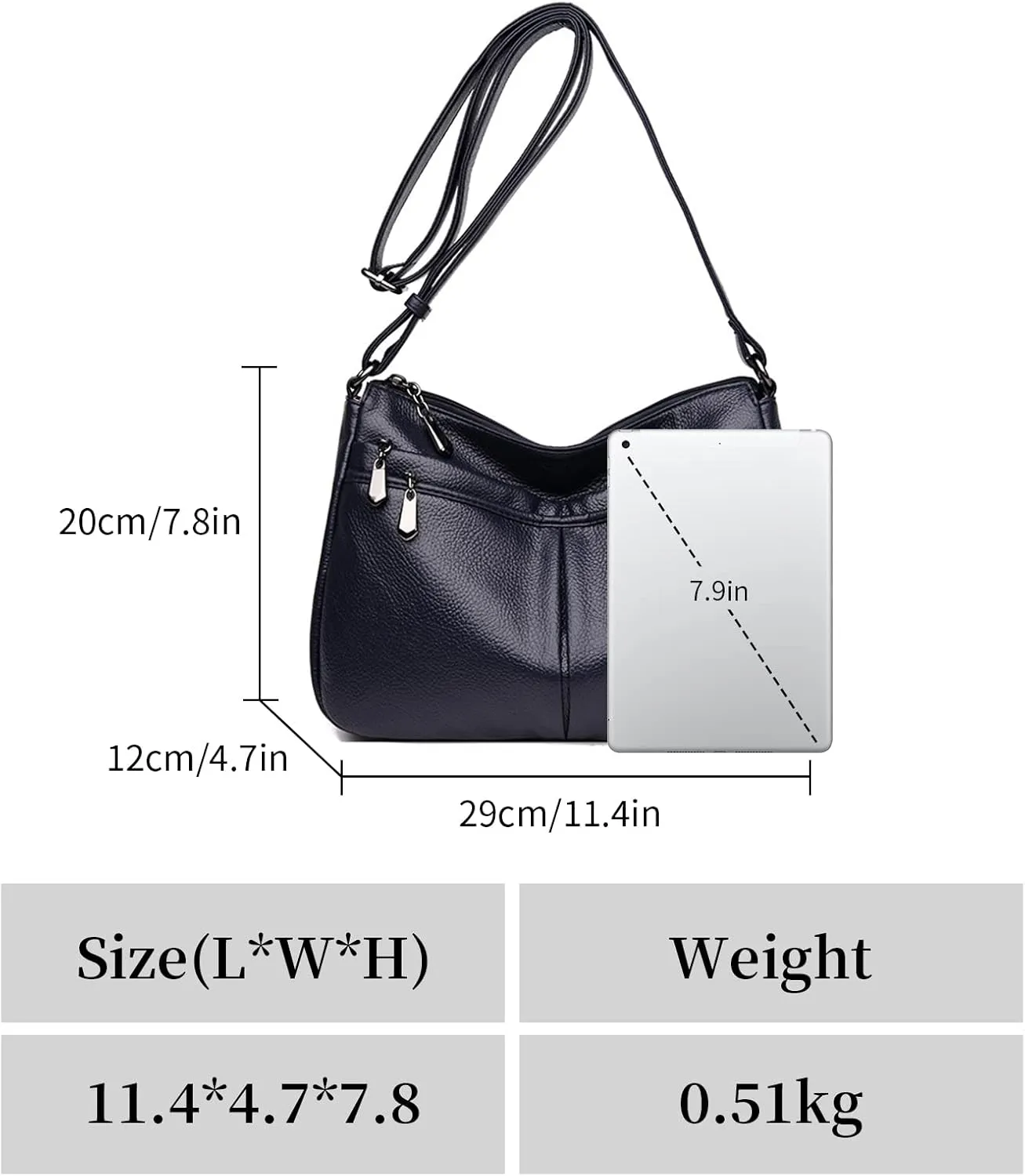 Crossbody Purse for Women Ladies Soft PU Leather Shoulder Bag Multi Pockets Purses and Handbags Satchel (Red)