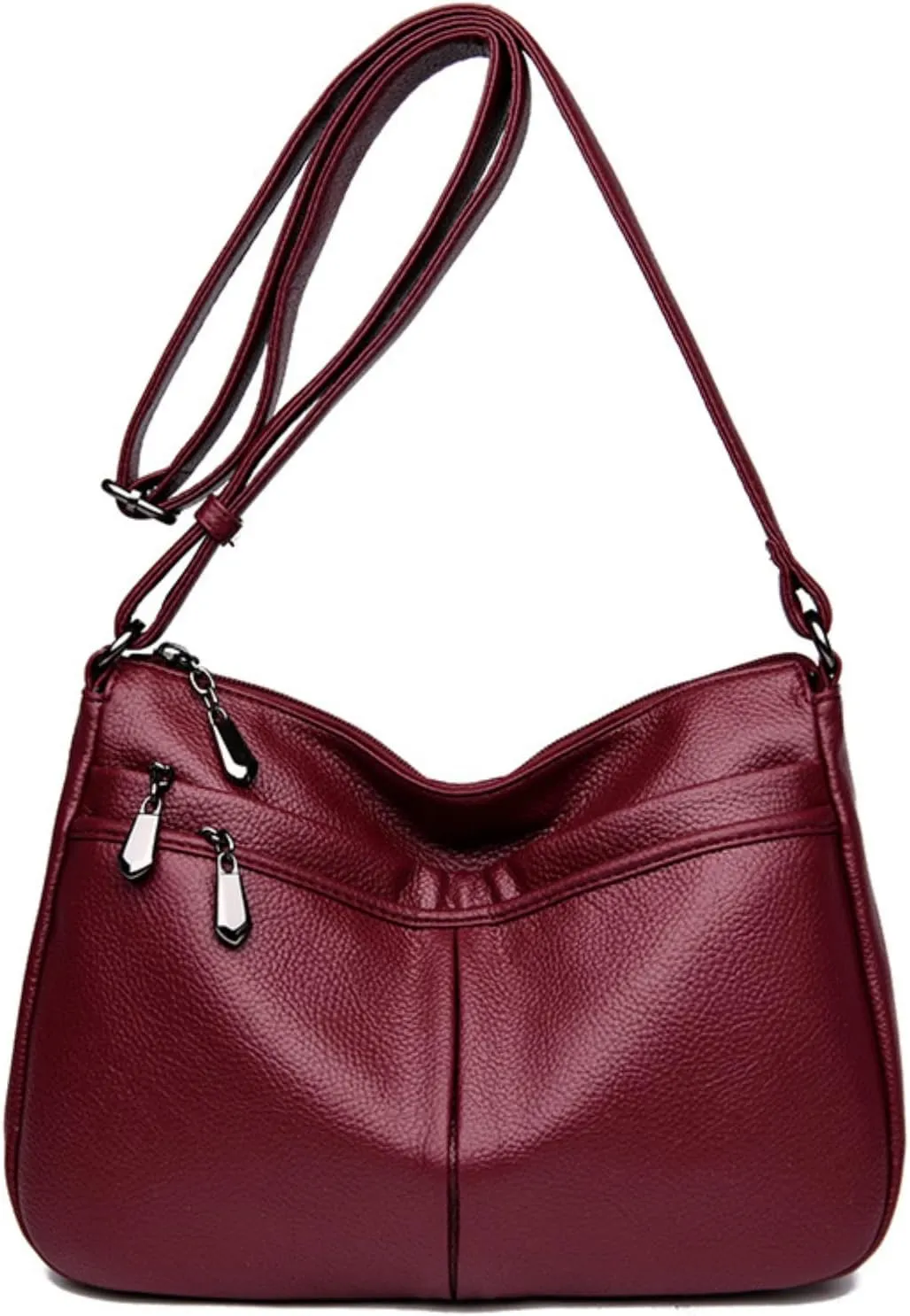 Crossbody Purse for Women Ladies Soft PU Leather Shoulder Bag Multi Pockets Purses and Handbags Satchel (Red)