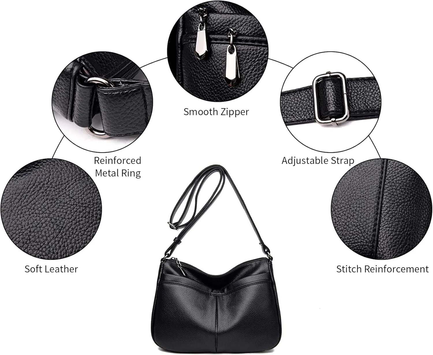 Crossbody Purse for Women Ladies Soft PU Leather Shoulder Bag Multi Pockets Purses and Handbags Satchel (Red)