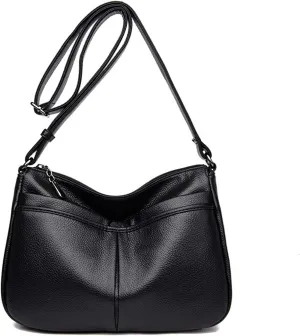 Crossbody Purse for Women Ladies Soft PU Leather Shoulder Bag Multi Pockets Purses and Handbags Satchel (Red)