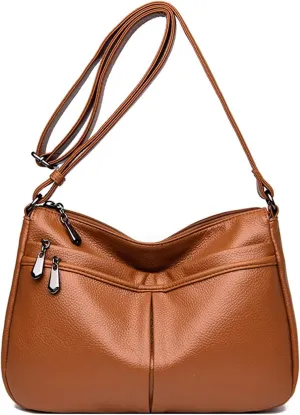 Crossbody Purse for Women Ladies Soft PU Leather Shoulder Bag Multi Pockets Purses and Handbags Satchel (Red)