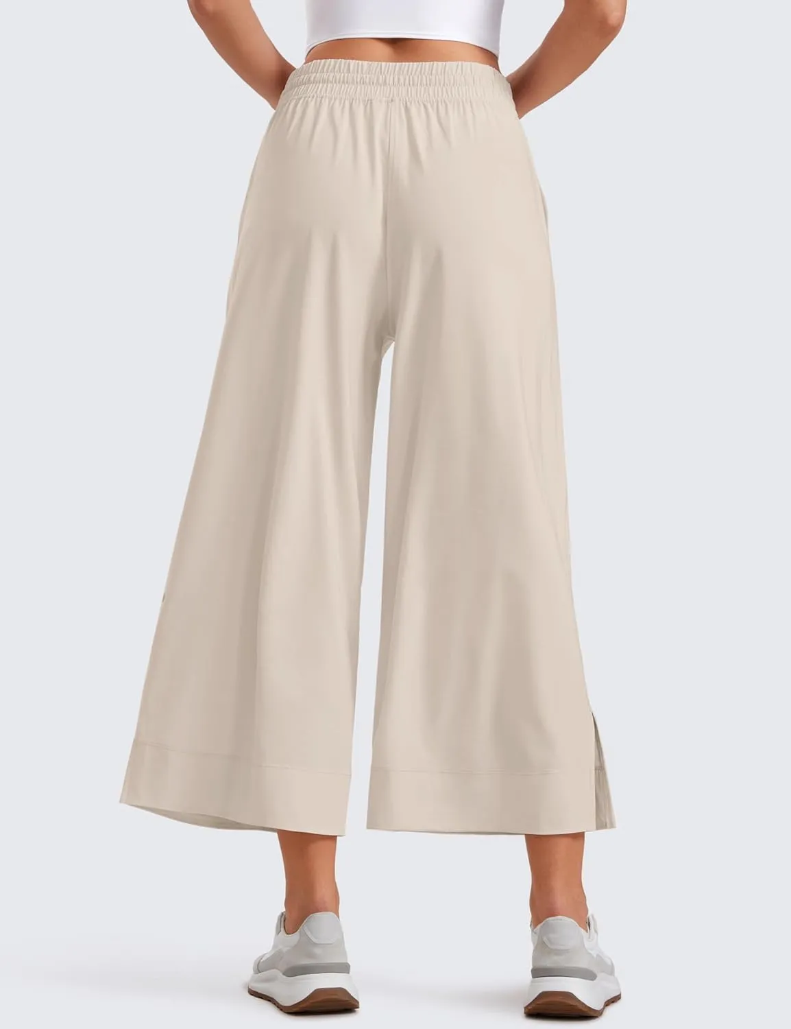 CRZ YOGA Lightweight Wide Leg Cropped Pants for Women 25" High Waisted Loose Casual Lounge Travel Work Sweatpants Summer