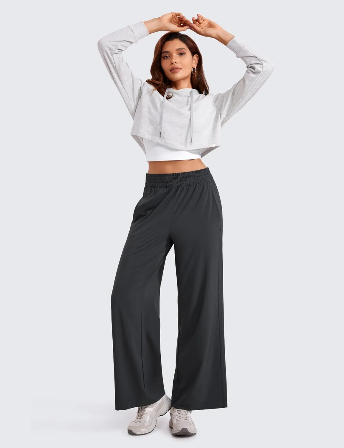 CRZ YOGA Lightweight Wide Leg Pants for Women 30" High Waisted Casual Lounge Travel Work Sweatpants Loose Fit Summer