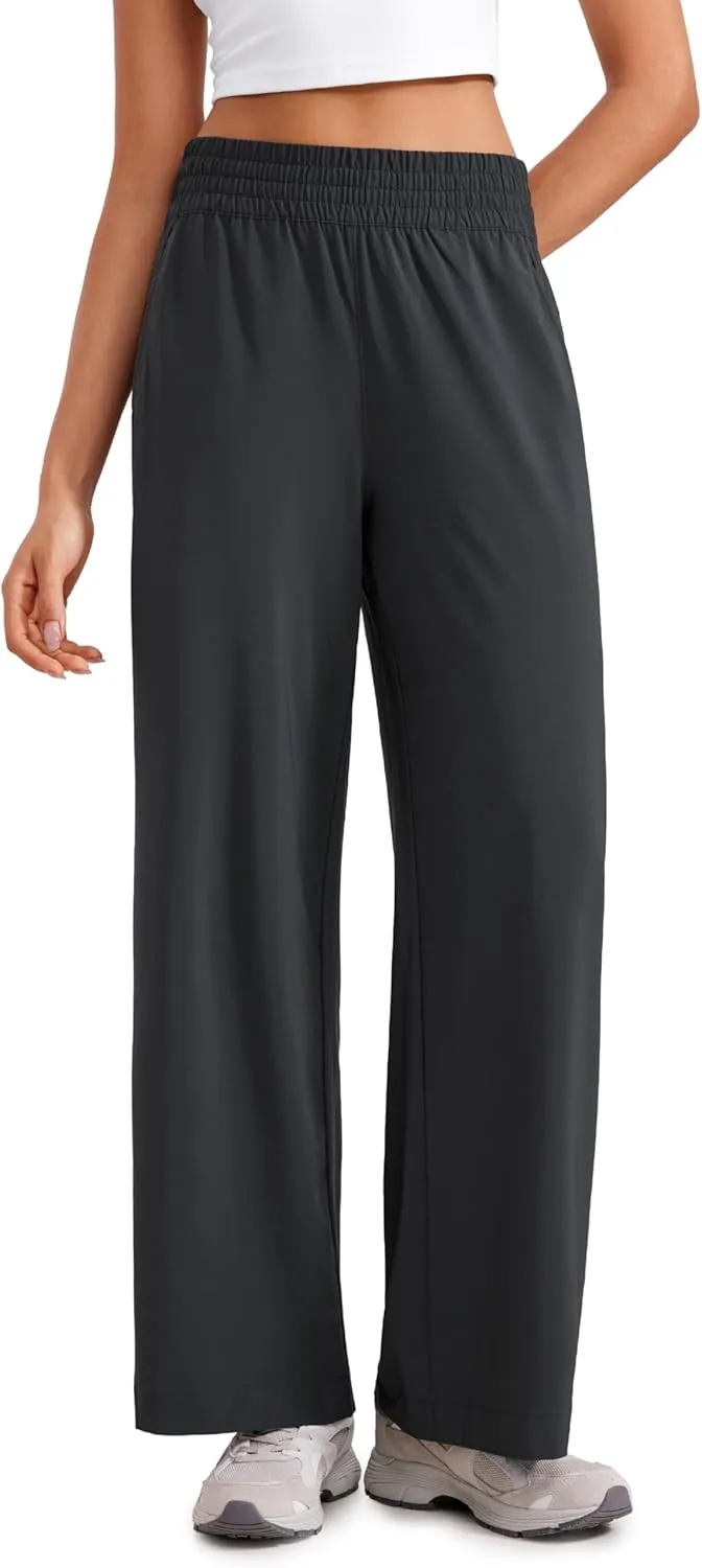 CRZ YOGA Lightweight Wide Leg Pants for Women 30" High Waisted Casual Lounge Travel Work Sweatpants Loose Fit Summer