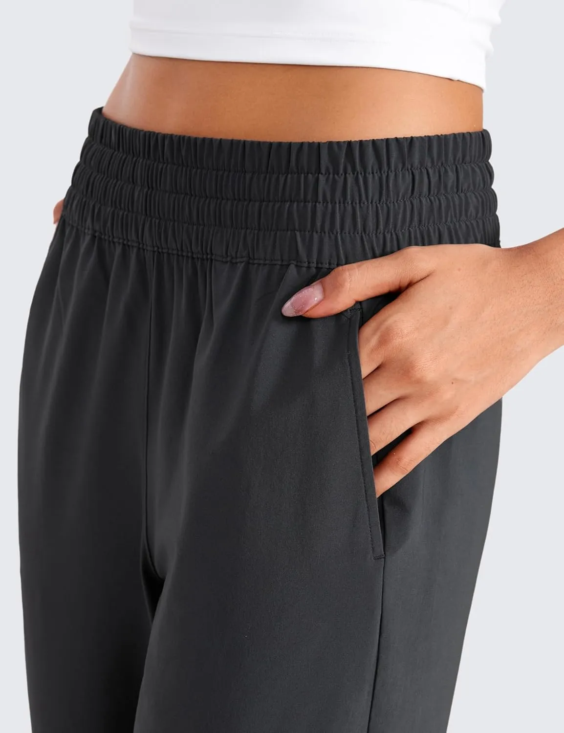 CRZ YOGA Lightweight Wide Leg Pants for Women 30" High Waisted Casual Lounge Travel Work Sweatpants Loose Fit Summer