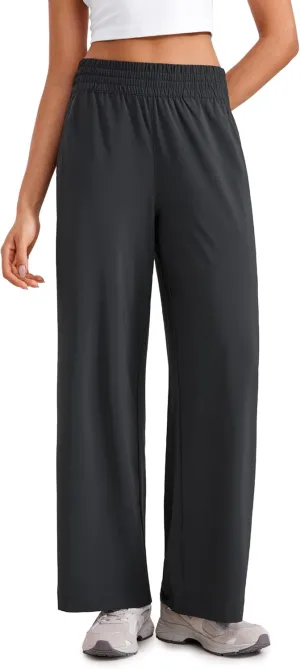 CRZ YOGA Lightweight Wide Leg Pants for Women 30" High Waisted Casual Lounge Travel Work Sweatpants Loose Fit Summer