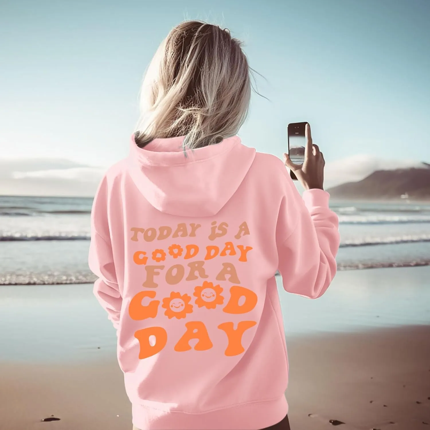 Cute Graphic Hoodies for Teen Girls Aesthetic Preppy Sweatshirts Inspirational Letter Slogan Loose Fit Pullover Tops