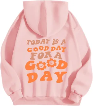 Cute Graphic Hoodies for Teen Girls Aesthetic Preppy Sweatshirts Inspirational Letter Slogan Loose Fit Pullover Tops