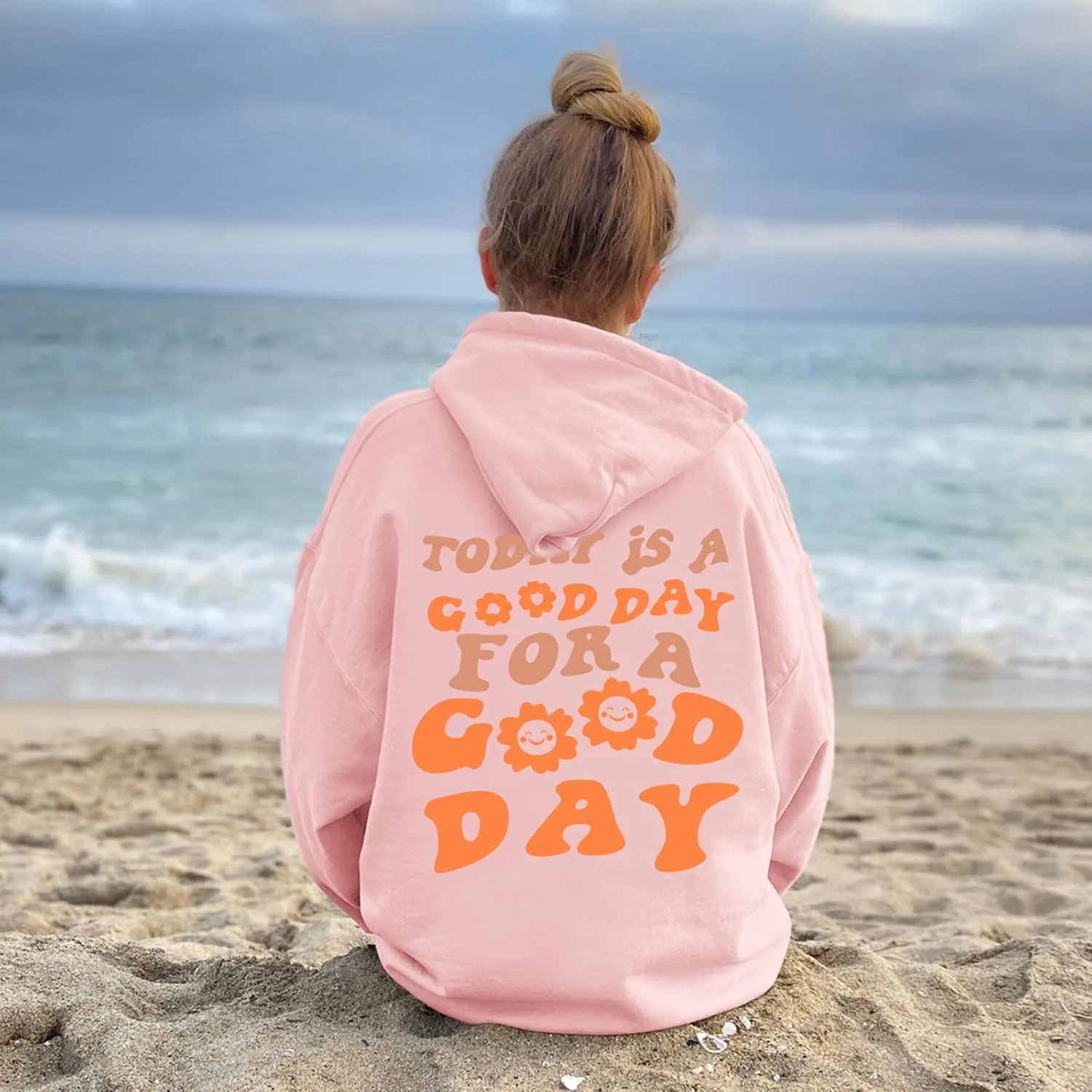 Cute Graphic Hoodies for Teen Girls Aesthetic Preppy Sweatshirts Inspirational Letter Slogan Loose Fit Pullover Tops