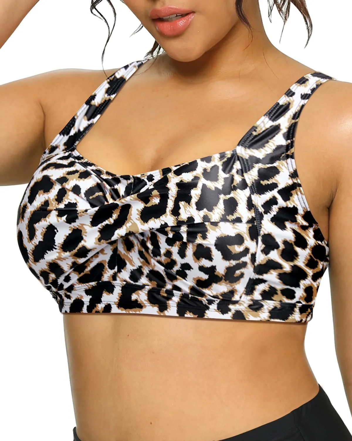 Daci Women Plus Size Push up Bikini Top Only Full Coverage Swimsuit Tops Twist Front Bathing Suit Bra for Large Bust