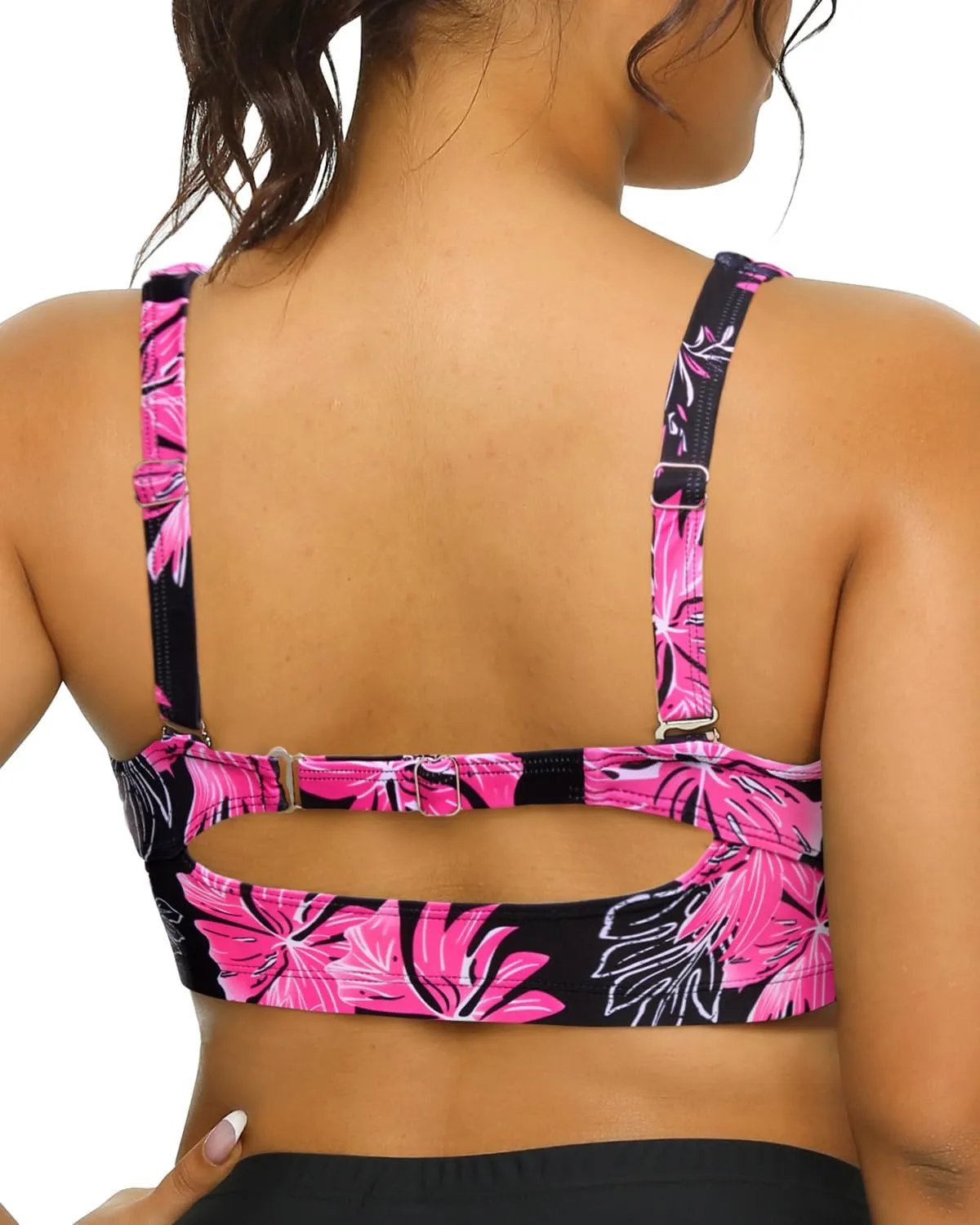Daci Women Plus Size Push up Bikini Top Only Full Coverage Swimsuit Tops Twist Front Bathing Suit Bra for Large Bust
