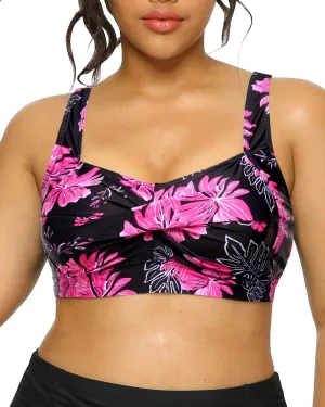 Daci Women Plus Size Push up Bikini Top Only Full Coverage Swimsuit Tops Twist Front Bathing Suit Bra for Large Bust