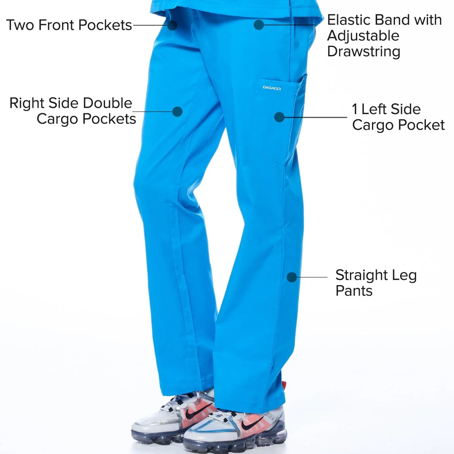 Dagacci Medical Uniform Women's Scrub Set Stretch Contrast Binding Top and Pants