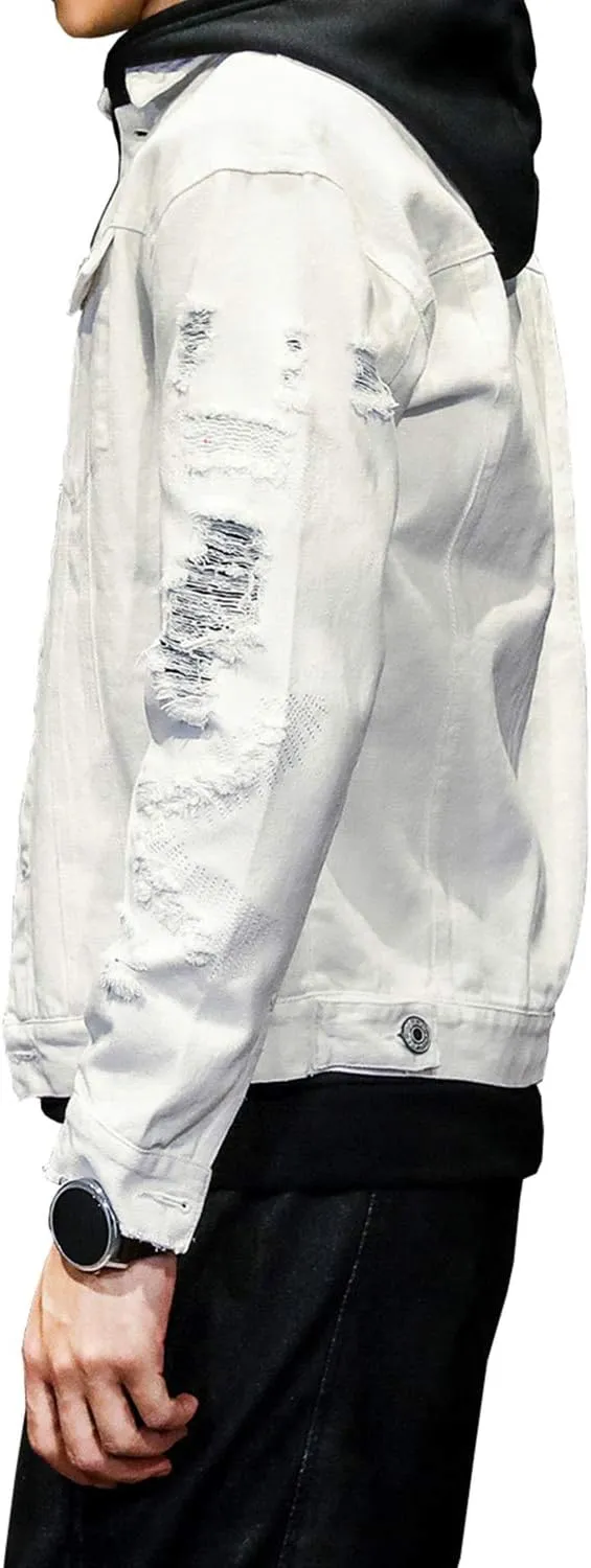 DAVID.ANN Men's Denim Jacket Slim Fit Trucker Coat