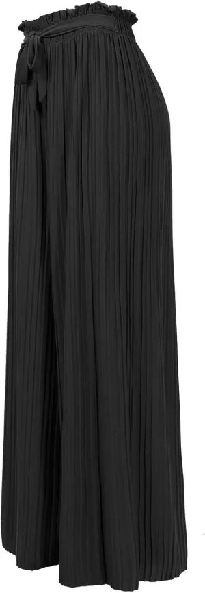 Design by Olivia Women's Ribbon Tie Chiffon Loose Pleated Wide Leg Palazzo Pants