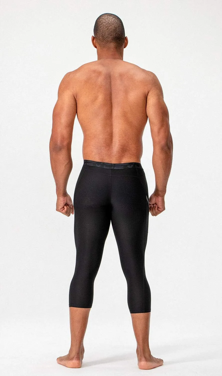 DEVOPS 2 Pack Men's 3/4 Compression Pants Athletic Leggings with Pocket
