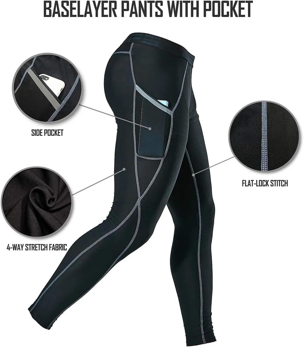 DEVOPS 2 Pack Men's 3/4 Compression Pants Athletic Leggings with Pocket