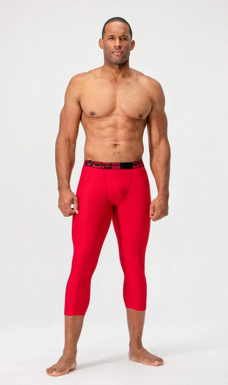 DEVOPS 2 Pack Men's 3/4 Compression Pants Athletic Leggings with Pocket