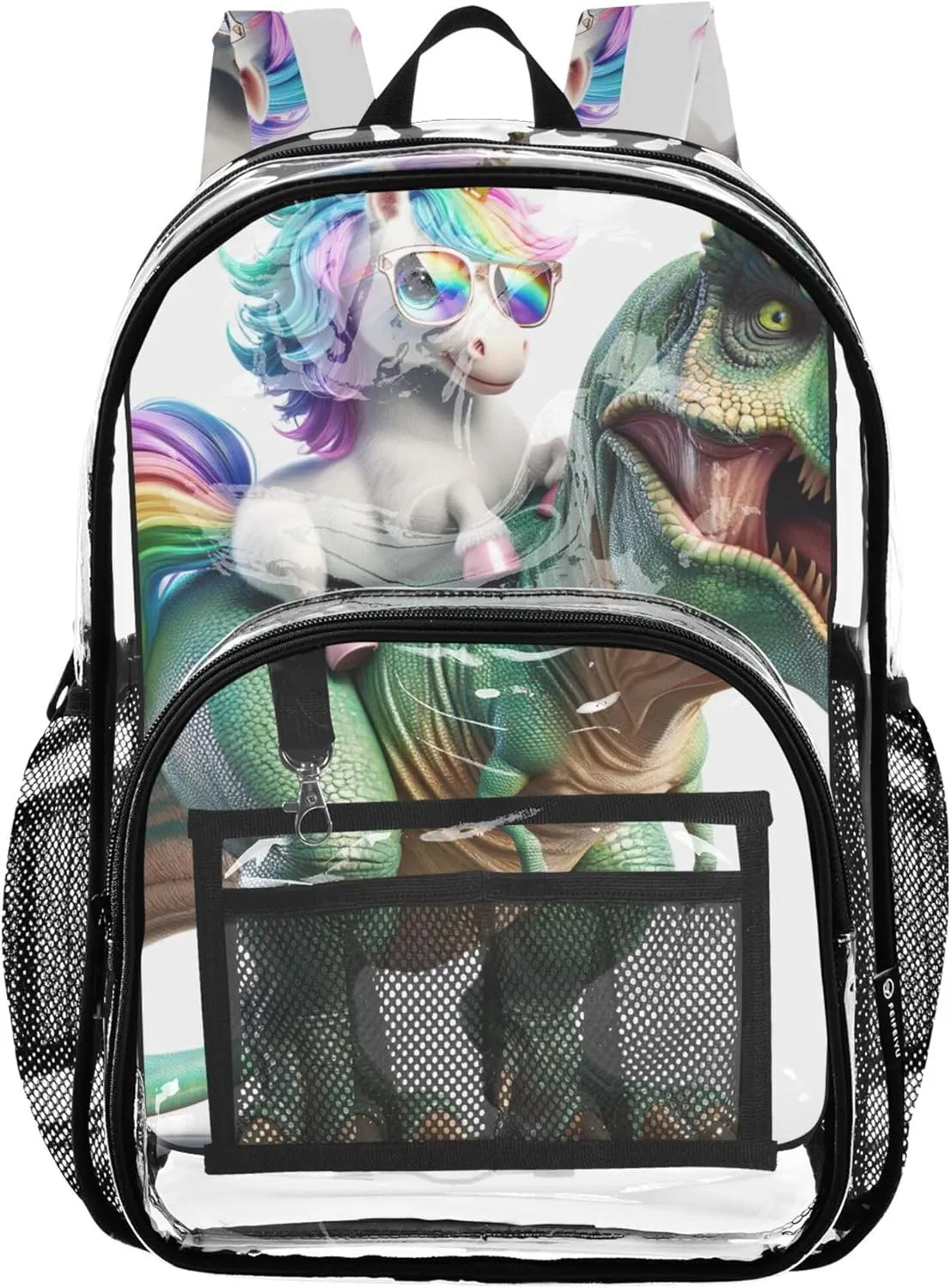 Dinosaur Unicorn Cute Travel Clear Bags for Women Boys Backpacks for Girls School Clear Plastic Bag Pvc