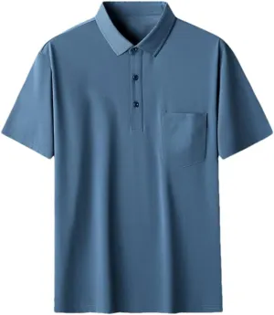 Dninmim Men Summer Quick Dry Polo Shirt Short Sleeve with Pocket Casual Breathable Men's T-Shirt