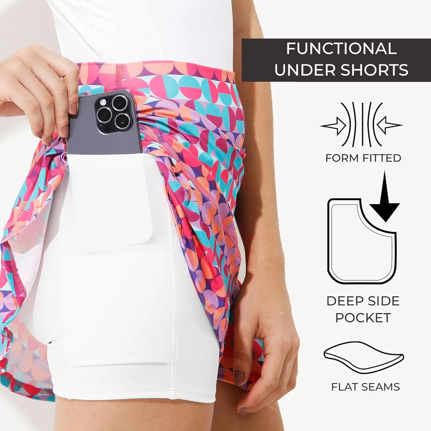Dona Jo Official JoJo Women Skirt - Pleated Tennis Skirt w/Shorts & Built in Deep Pockets, Active Wear Clothing
