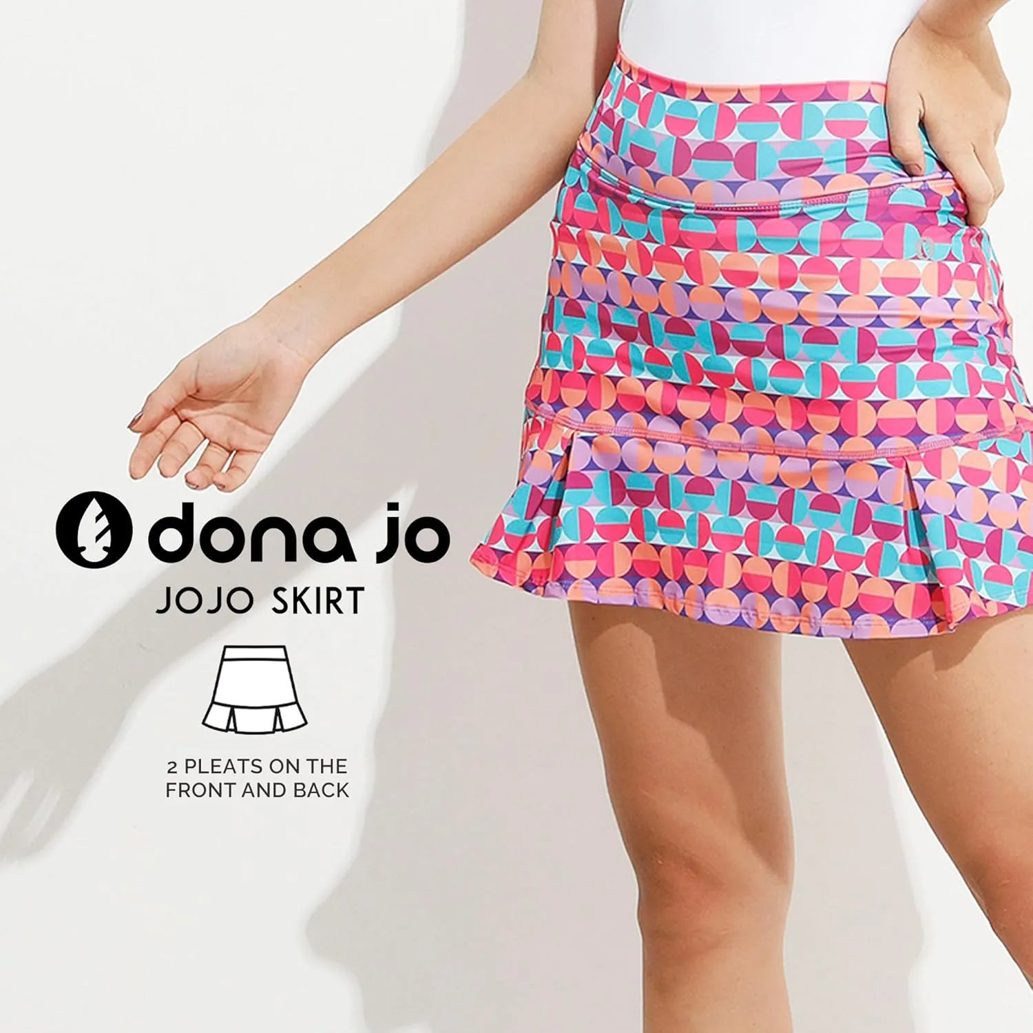 Dona Jo Official JoJo Women Skirt - Pleated Tennis Skirt w/Shorts & Built in Deep Pockets, Active Wear Clothing