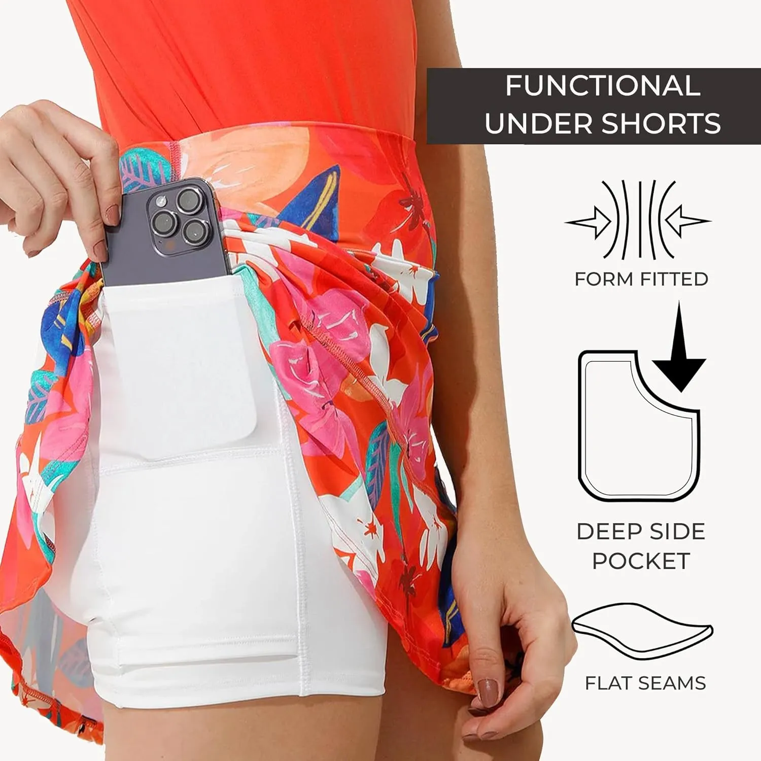 Dona Jo Official JoJo Women Skirt - Pleated Tennis Skirt w/Shorts & Built in Deep Pockets, Active Wear Clothing