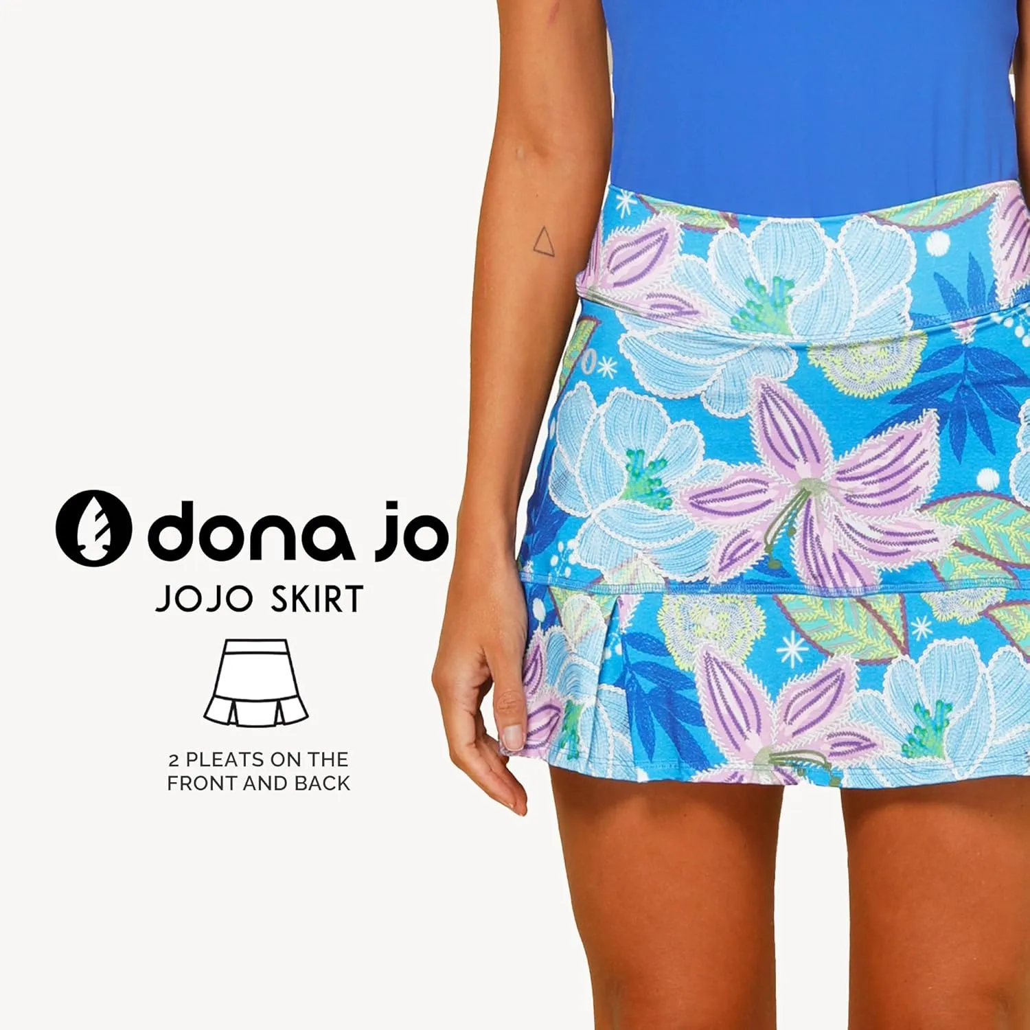 Dona Jo Official JoJo Women Skirt - Pleated Tennis Skirt w/Shorts & Built in Deep Pockets, Active Wear Clothing