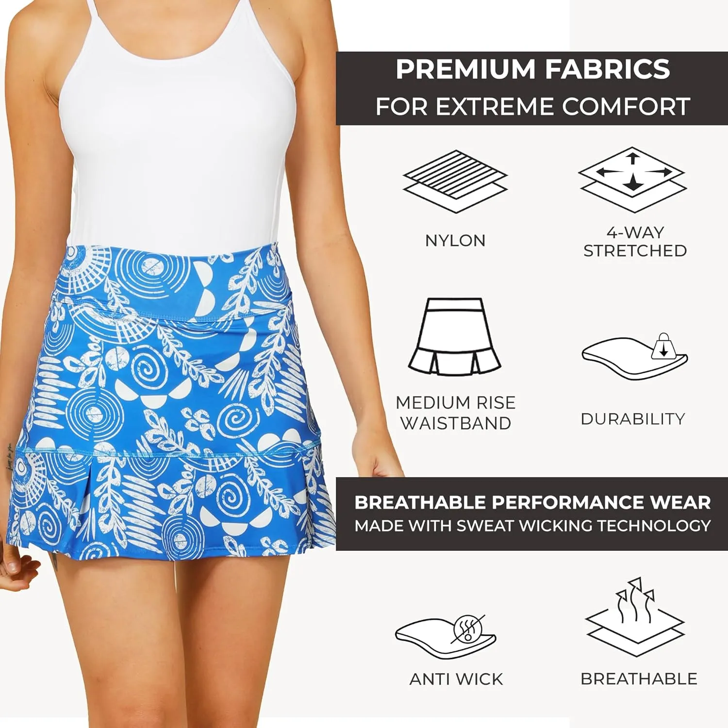 Dona Jo Official JoJo Women Skirt - Pleated Tennis Skirt w/Shorts & Built in Deep Pockets, Active Wear Clothing