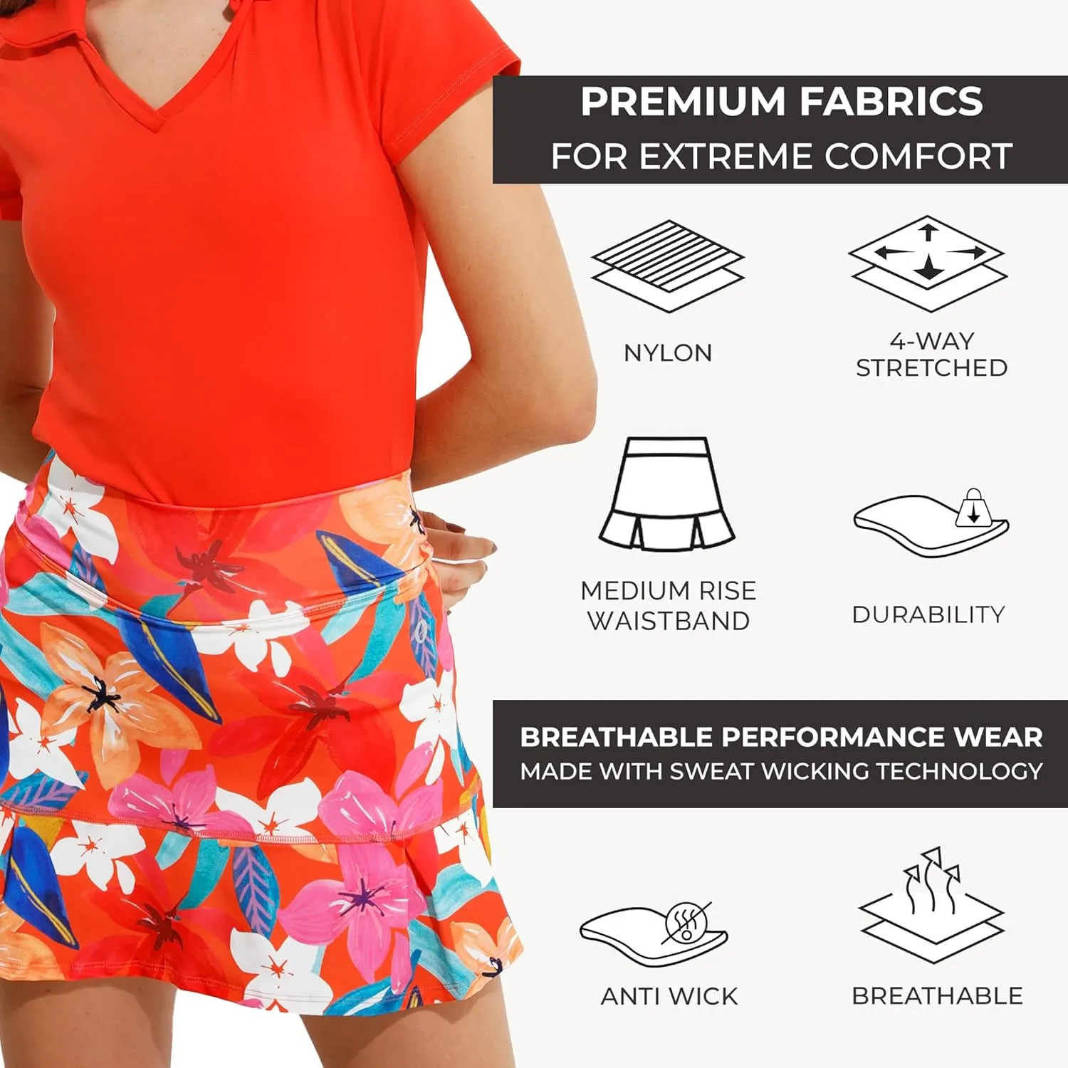 Dona Jo Official JoJo Women Skirt - Pleated Tennis Skirt w/Shorts & Built in Deep Pockets, Active Wear Clothing