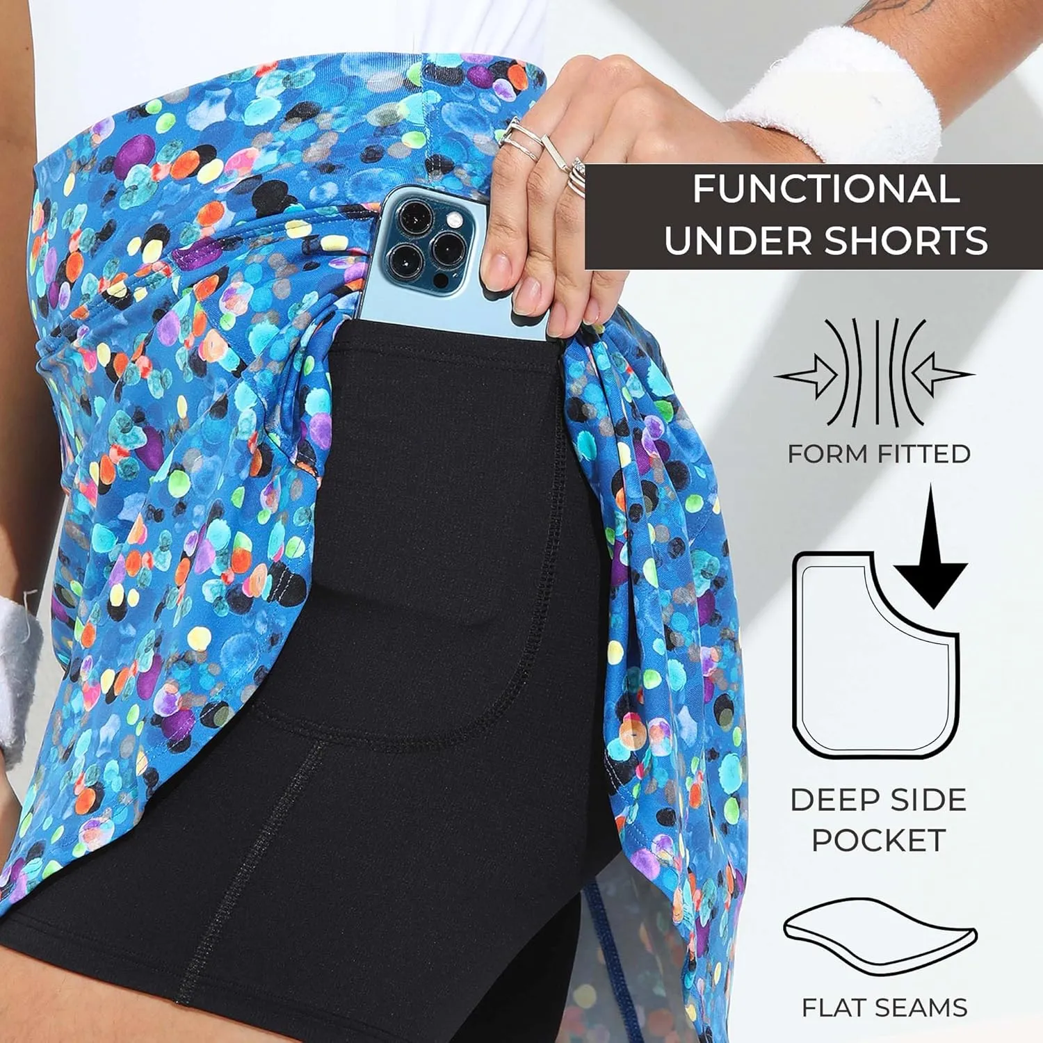 Dona Jo Ultimate Women's Active Performance Dri Fit Skirt - A-line Tennis and Golf Skort w/Shorts & Pockets for Sports