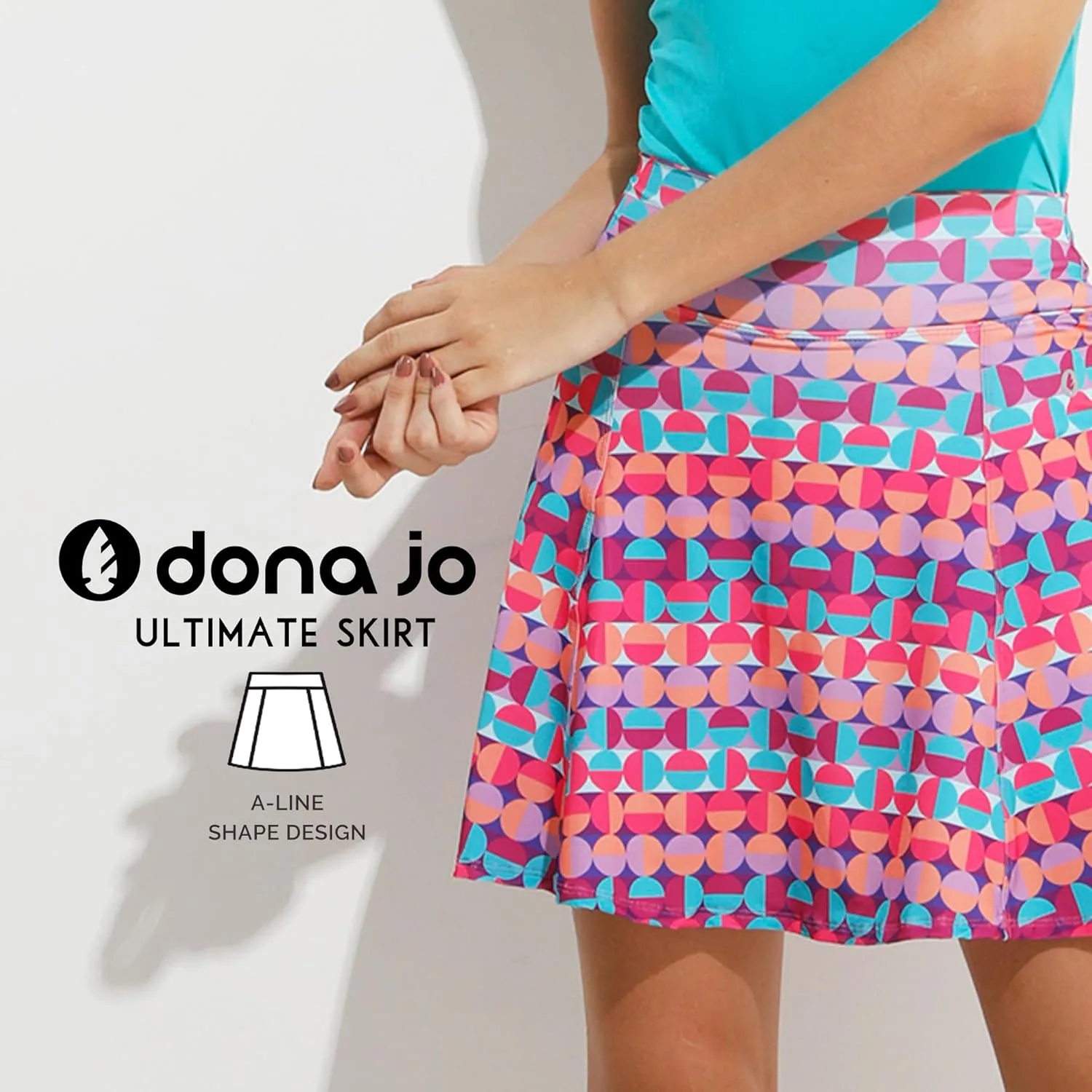 Dona Jo Ultimate Women's Active Performance Dri Fit Skirt - A-line Tennis and Golf Skort w/Shorts & Pockets for Sports