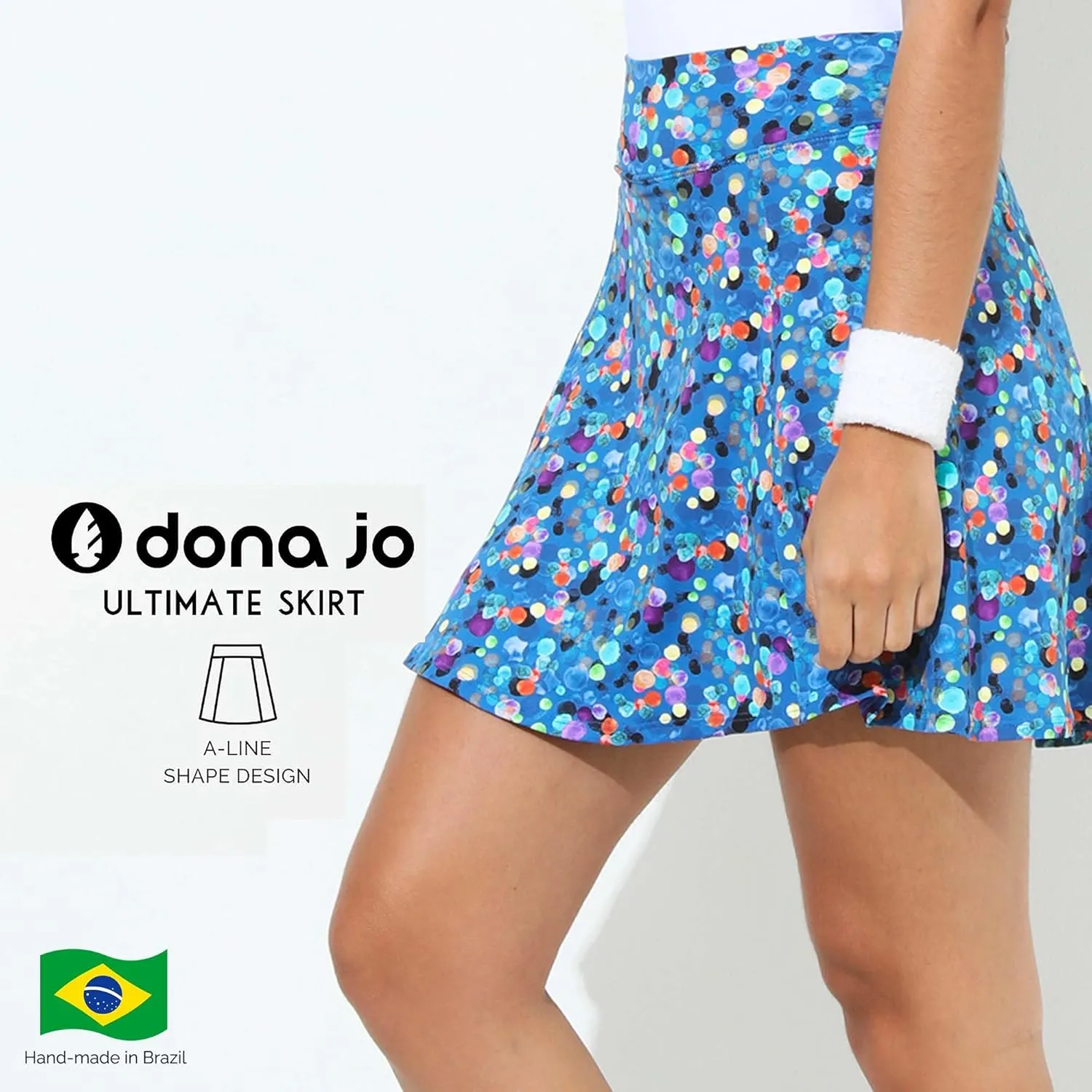 Dona Jo Ultimate Women's Active Performance Dri Fit Skirt - A-line Tennis and Golf Skort w/Shorts & Pockets for Sports