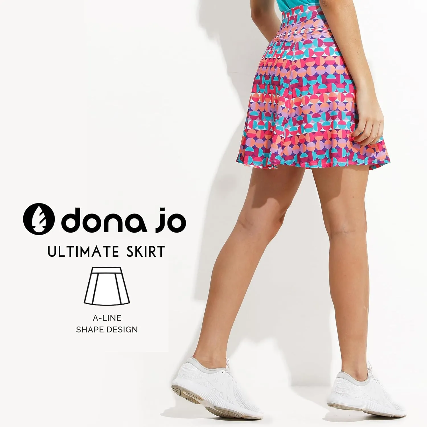 Dona Jo Ultimate Women's Active Performance Dri Fit Skirt - A-line Tennis and Golf Skort w/Shorts & Pockets for Sports