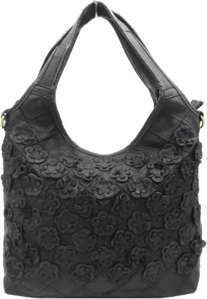 Downupdown Genuine Leather Handbags for Women Designer Shoulder Bag 3D Floral Hobo Tote Bags Satchel Purses Crossbody Bag