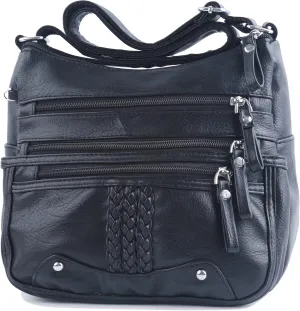 ELDA 10 Pockets Crossbody Purse for Women Medium Pocketbooks Ladies Soft PU Leather Shoulder Bag Ladies Top Handle Satchel