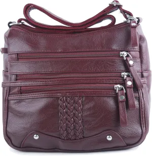 ELDA 10 Pockets Crossbody Purse for Women Medium Pocketbooks Ladies Soft PU Leather Shoulder Bag Ladies Top Handle Satchel