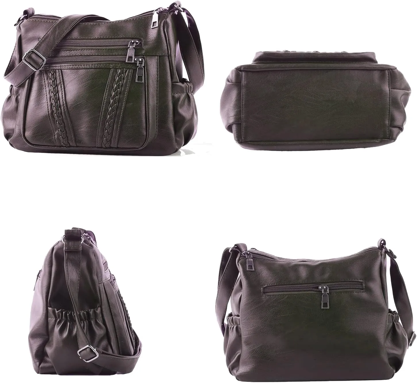 ELDA Crossbody Bags For Women Pocketbooks Soft PU Leather Purses and Handbags Multi Pocket Shoulder Bag