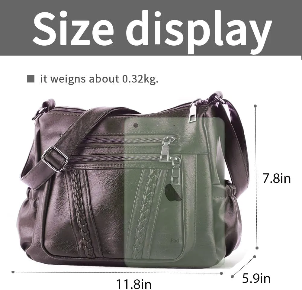 ELDA Crossbody Bags For Women Pocketbooks Soft PU Leather Purses and Handbags Multi Pocket Shoulder Bag