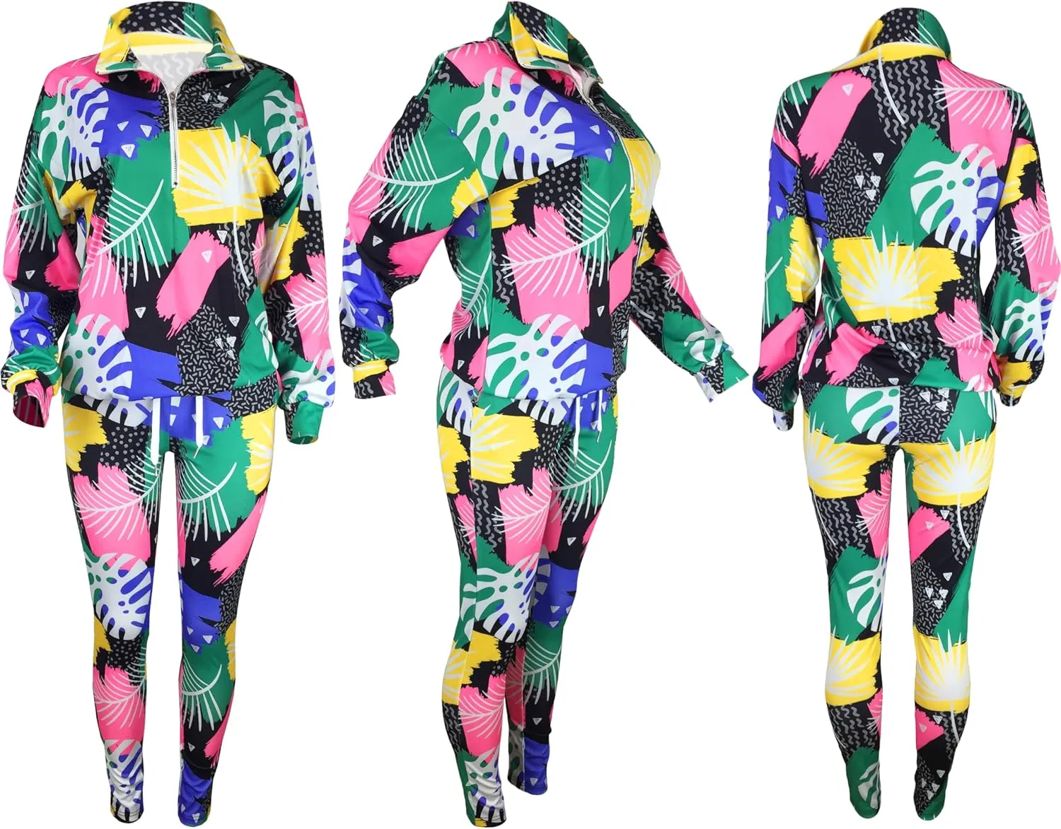 EOSIEDUR Women's Two Piece Outfits Zipper Jacket Pullover and Elastic Waistband Pants with Pockets Sweatsuit Tracksuit Sets