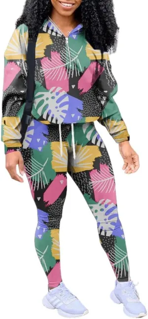 EOSIEDUR Women's Two Piece Outfits Zipper Jacket Pullover and Elastic Waistband Pants with Pockets Sweatsuit Tracksuit Sets