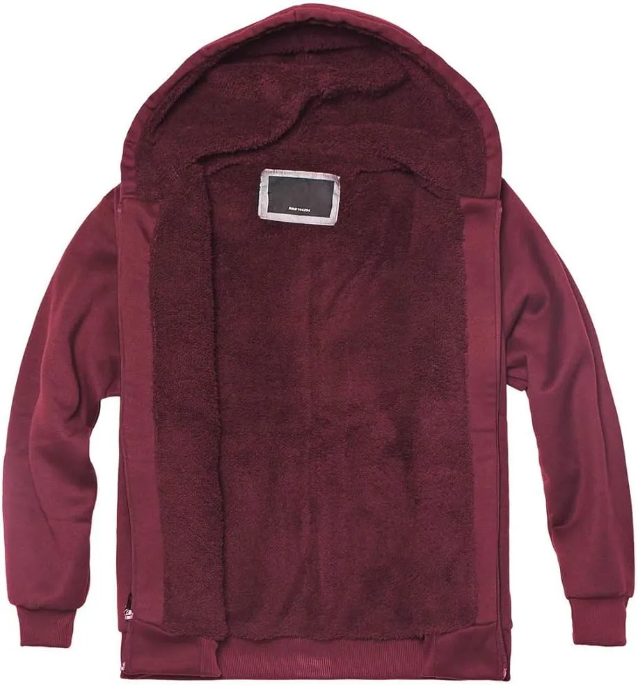 Facitisu Boys Fleece Hoodies Youth Sherpa Lined Full Zip Hooded Jacket Child Athletic Winter Warm Sweatshirts