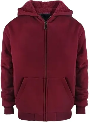 Facitisu Boys Fleece Hoodies Youth Sherpa Lined Full Zip Hooded Jacket Child Athletic Winter Warm Sweatshirts