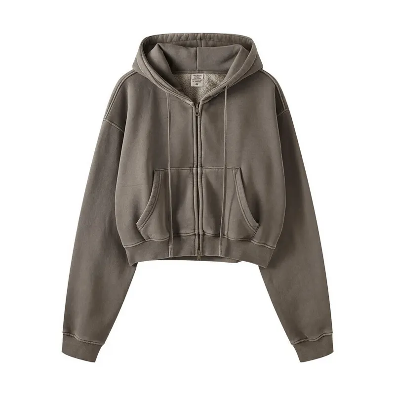 Fashionable Fleece Short Women's Hoodie with Zipper - SF1672
