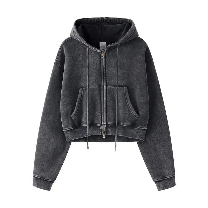 Fashionable Fleece Short Women's Hoodie with Zipper - SF1672