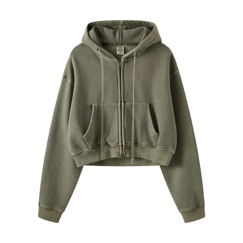 Fashionable Fleece Short Women's Hoodie with Zipper - SF1672