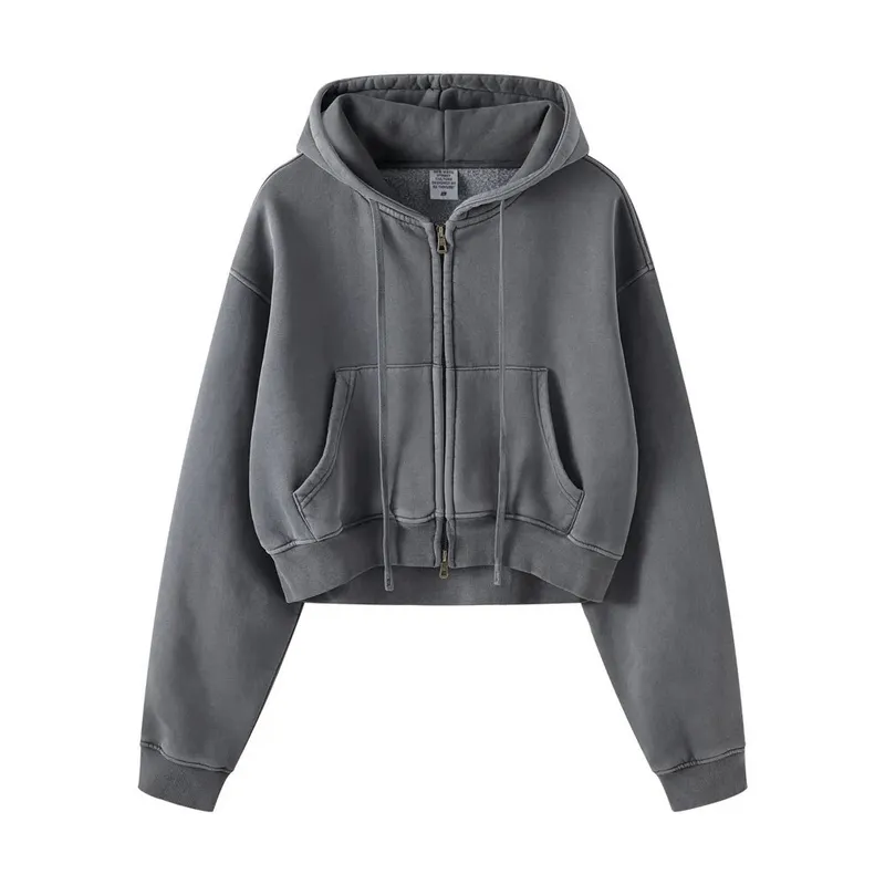Fashionable Fleece Short Women's Hoodie with Zipper - SF1672