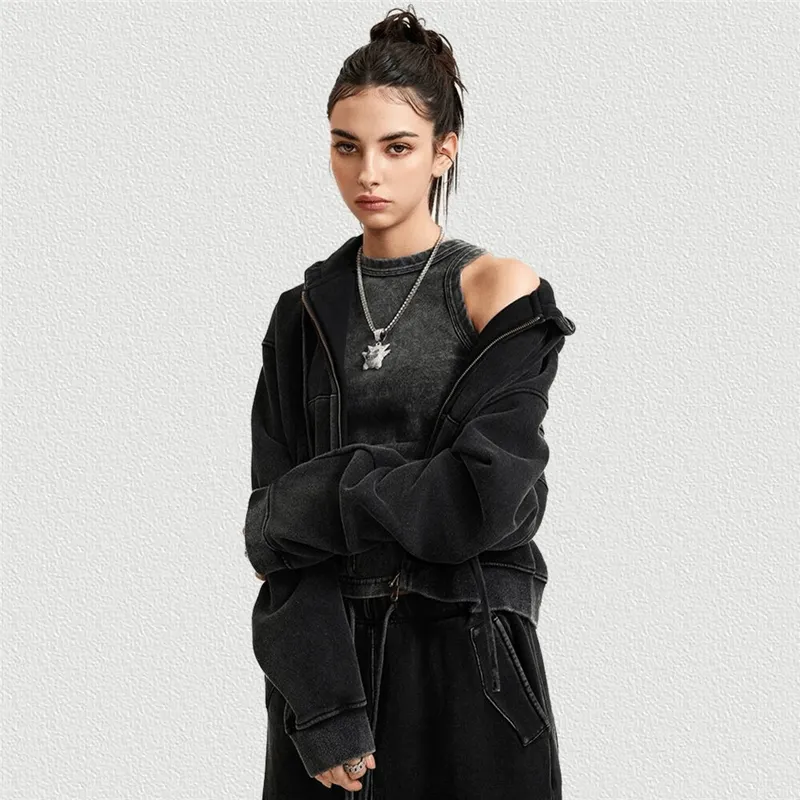 Fashionable Fleece Short Women's Hoodie with Zipper - SF1672