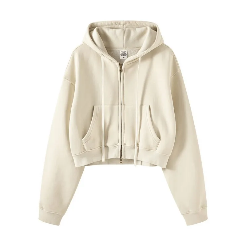 Fashionable Fleece Short Women's Hoodie with Zipper - SF1672