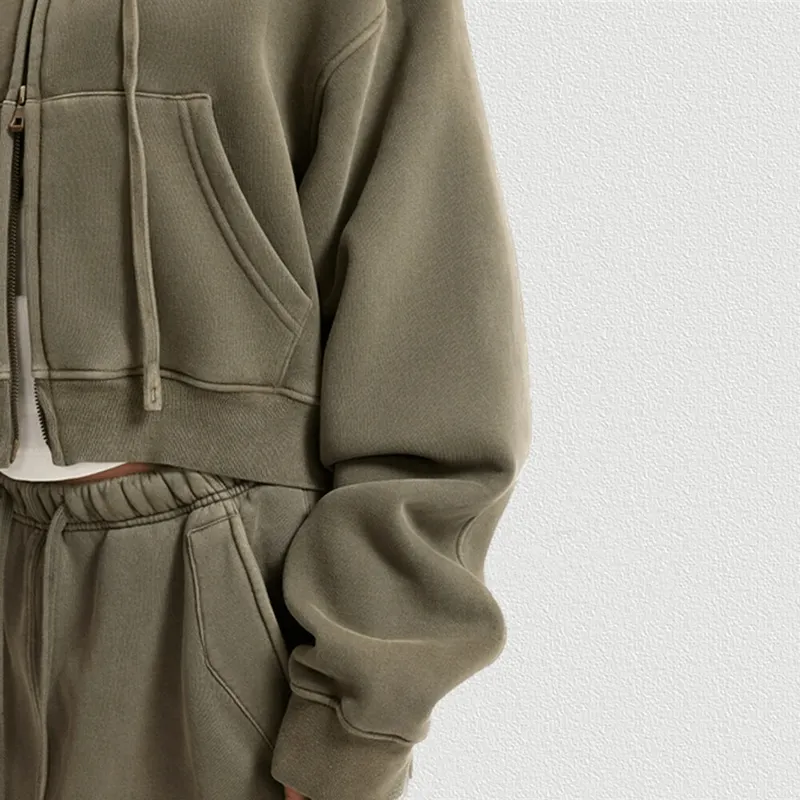 Fashionable Fleece Short Women's Hoodie with Zipper - SF1672